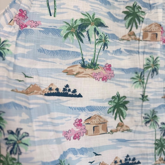 NWT Chaps Men's Short Sleeve Chambray Button Down Shirt Tropical Hawaiian Sz XL - Picture 4 of 11